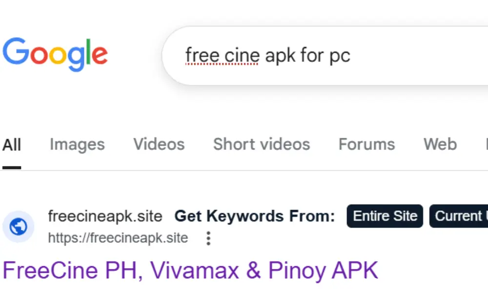 In order to locate Freecine PC on Chrome