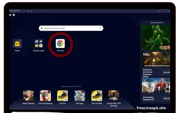 Open Chrome freecineapk.site